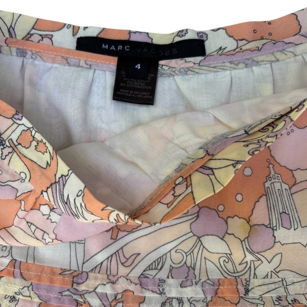 Marc Jacob’s Skirt Size 4 Ruffled Flare Whimsical Pastel Print Twirl - Picture 4 of 8